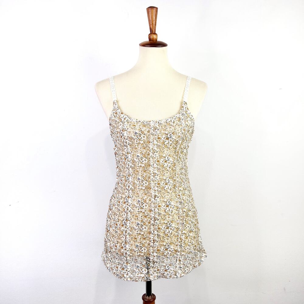 Vintage h.i.p. 90s y2k floral semi sheer spaghetti strap tank top Size XS